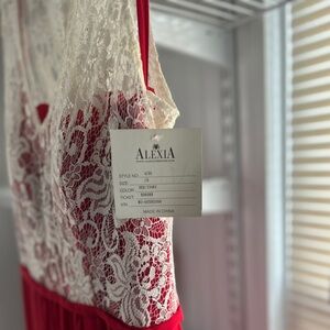 Alexia Designs Red/Ivory Gown, Size 10 New With Tags